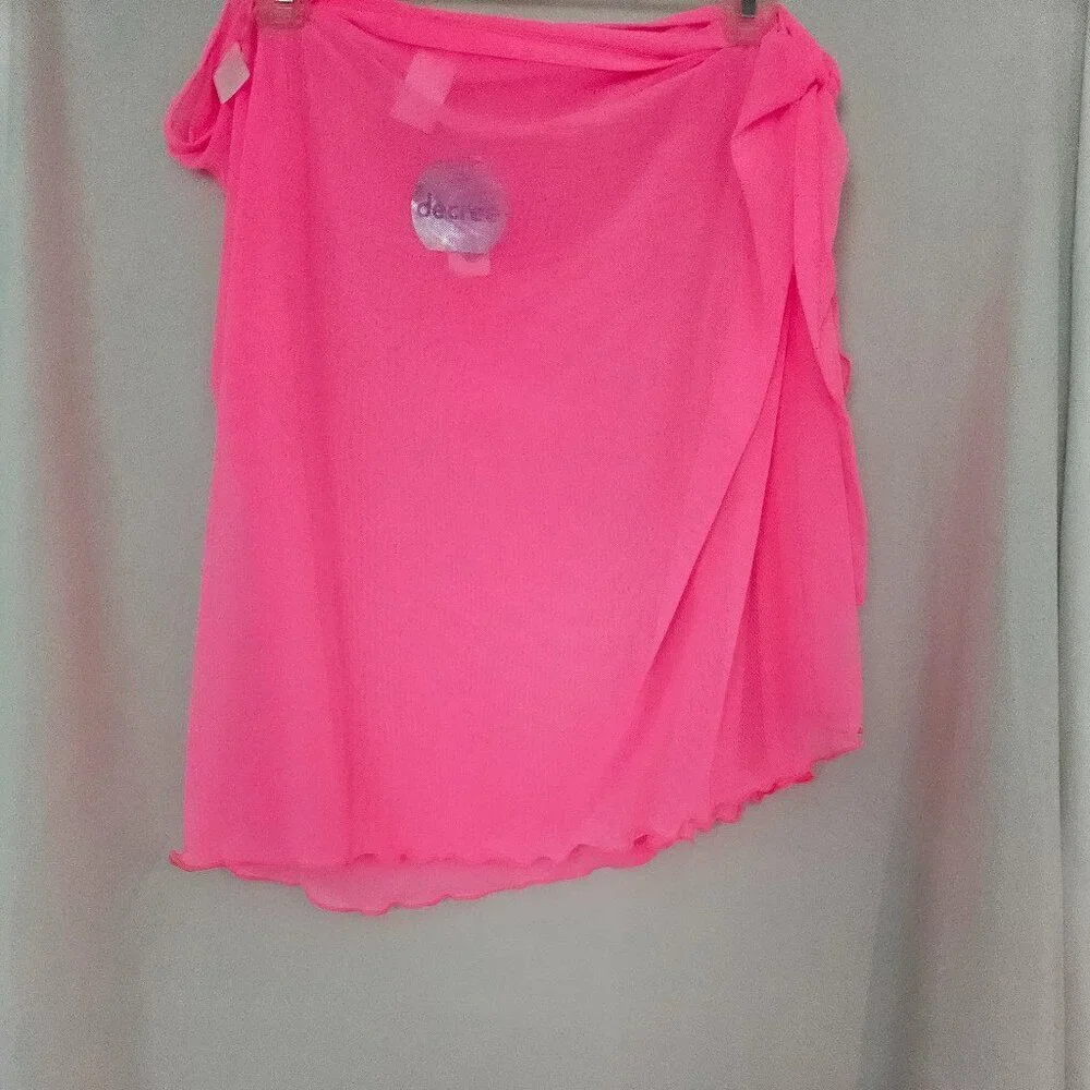 Decree Summer Daze Swim Adjustable Skirt Tie Wrap Full Coverage Electric Pink XX